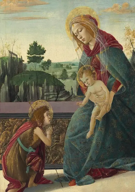 Sandro Botticelli – Madonna mit Kind und dem jungen Heiligen Johannes dem Täufer 1484 | Giclée Kunstdruck gerahmt