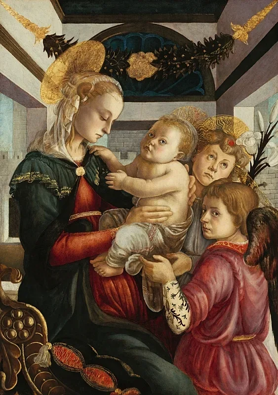Sandro Botticelli – Madonna mit Kind und Engeln 1470 | Giclée Kunstdruck gerahmt