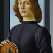 Sandro Botticelli – Porträt eines jungen Mannes mit einem Rondell 1482 | Giclée Kunstdruck gerahmt
