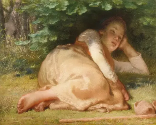 Schäferin schläft im Schatten eines Eichenstrauchs – 1874