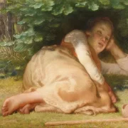 Schäferin schläft im Schatten eines Eichenstrauchs – 1874