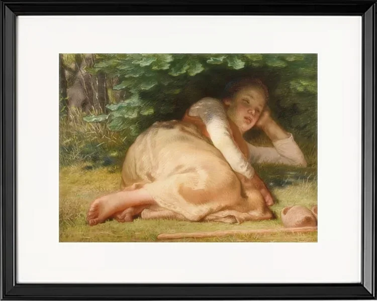 Schäferin schläft im Schatten eines Eichenstrauchs – 1874