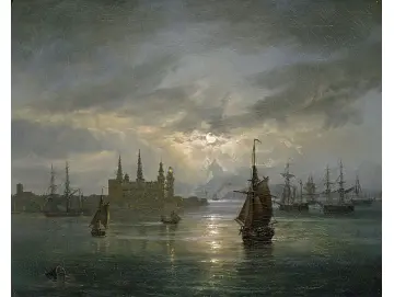 Schloss Kronborg im Mondschein - 1849