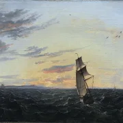 Seeblick auf die Küste der Insel Rügen im Abendlicht - 1818