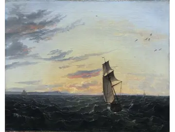 Seeblick auf die Küste der Insel Rügen im Abendlicht - 1818