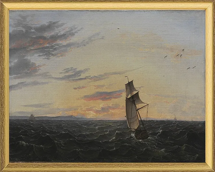 Seeblick auf die Küste der Insel Rügen im Abendlicht - 1818