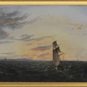 Seeblick auf die Küste der Insel Rügen im Abendlicht - 1818