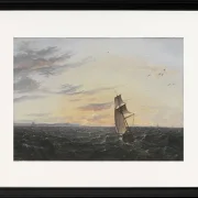Seeblick auf die Küste der Insel Rügen im Abendlicht - 1818