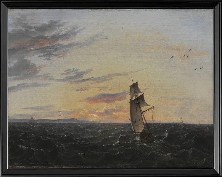 Seeblick auf die Küste der Insel Rügen im Abendlicht - 1818