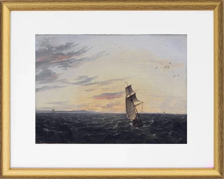 Seeblick auf die Küste der Insel Rügen im Abendlicht - 1818