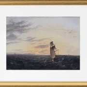 Seeblick auf die Küste der Insel Rügen im Abendlicht - 1818