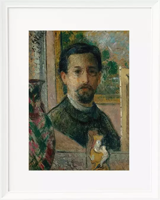 Selbstporträt mit Statuette - 1916