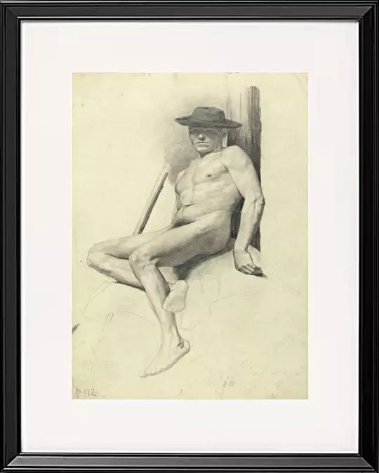 Sitzender männlicher Akt mit Hut - 1904