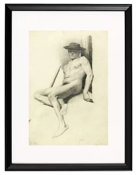 Sitzender männlicher Akt mit Hut - 1904