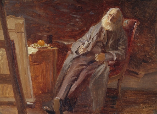 Der Maler Vilhelm Kyhn raucht seine Pfeife – 1903