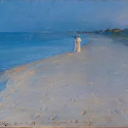 Sommerabend am Südstrand von Skagen. Anna Ancher – 1893