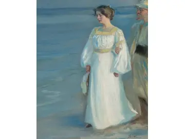 Sommerabend am Strand von Skagen, Porträt der Frau des Künstlers – 1899