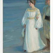 Sommerabend am Strand von Skagen, Porträt der Frau des Künstlers – 1899