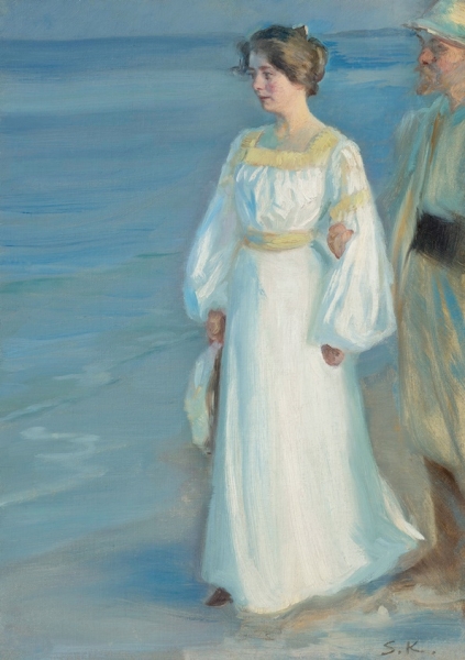 Sommerabend am Strand von Skagen, Porträt der Frau des Künstlers – 1899