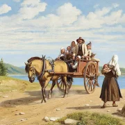 Sonntagsausflug in einer Pferdekutsche – 1860