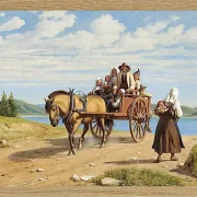 Sonntagsausflug in einer Pferdekutsche – 1860