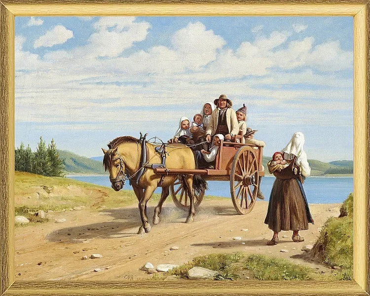 Sonntagsausflug in einer Pferdekutsche – 1860