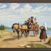 Sonntagsausflug in einer Pferdekutsche – 1860