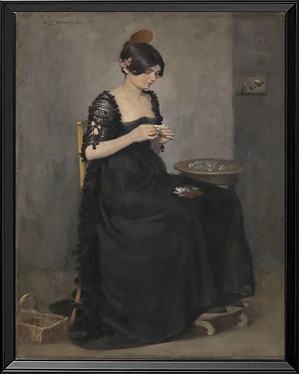 Spanisches Mädchen, das Zigaretten macht - 1890