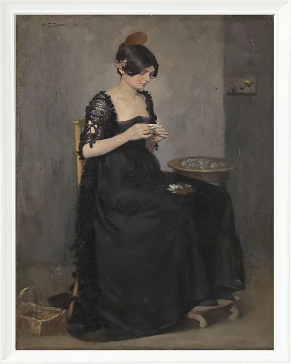 Spanisches Mädchen, das Zigaretten macht - 1890