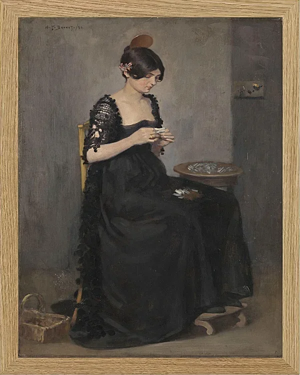 Spanisches Mädchen, das Zigaretten macht - 1890