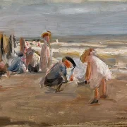 Spielende Kinder am Strand - 1898