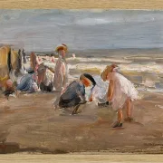 Spielende Kinder am Strand - 1898