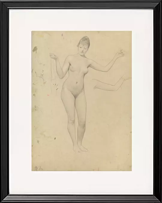 Stehender weiblicher Akt und Armstudie - 1906