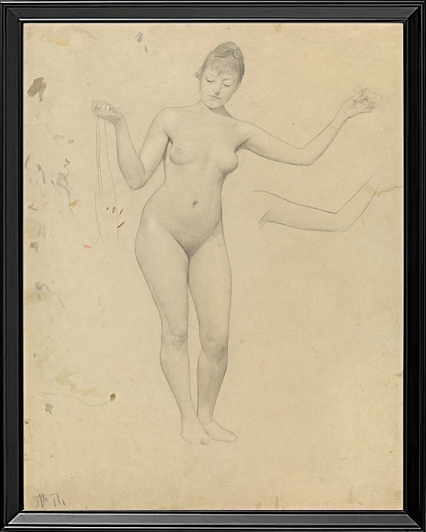 Stående kvindelig nøgen- og armstudie - 1906