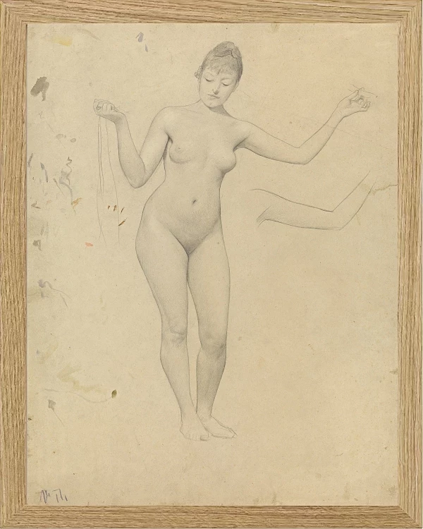 Stående kvindelig nøgen- og armstudie - 1906