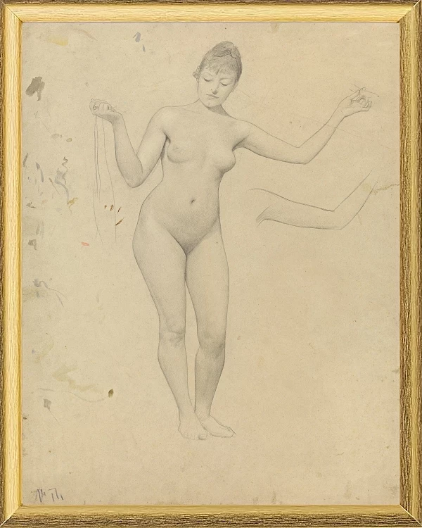 Stående kvindelig nøgen- og armstudie - 1906