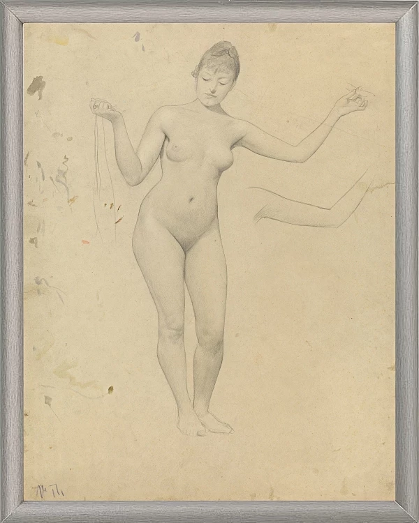 Stående kvindelig nøgen- og armstudie - 1906