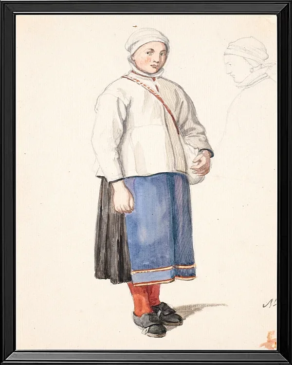 Stehendes schwedisches Bauernmädchen - 1851
