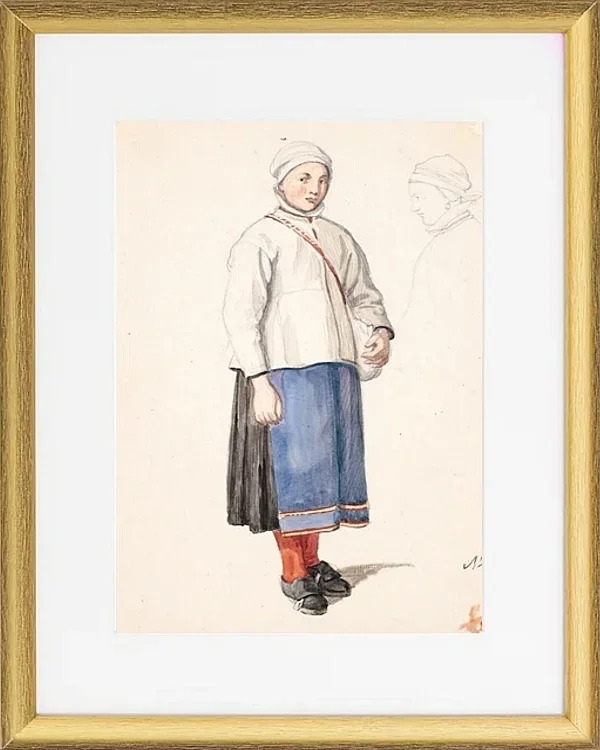 Stehendes schwedisches Bauernmädchen - 1851