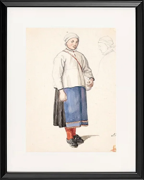 Stehendes schwedisches Bauernmädchen - 1851