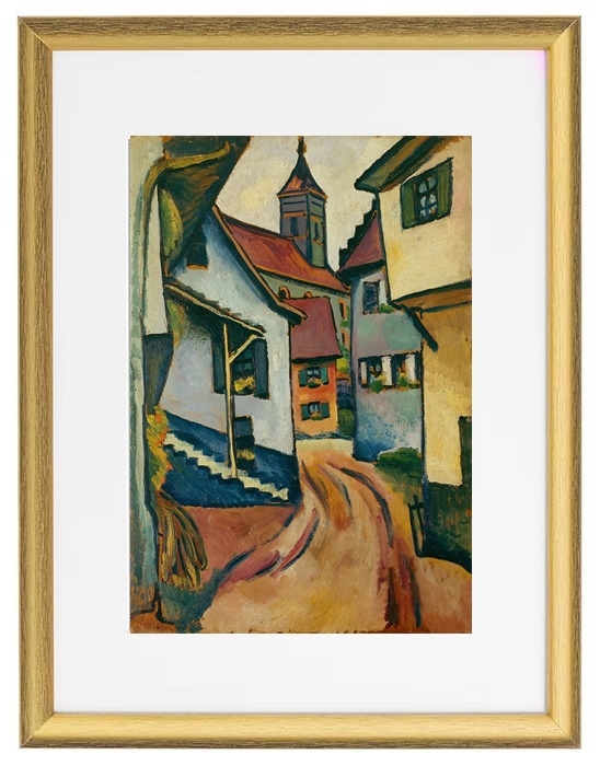 Straße mit Kirche in Kandern - 1911