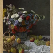 Stilleben med blomster og frugt – 1869