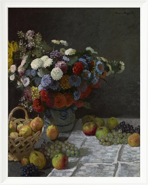 Stilleben med blomster og frugt – 1869