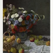Stilleben med blomster og frugt – 1869