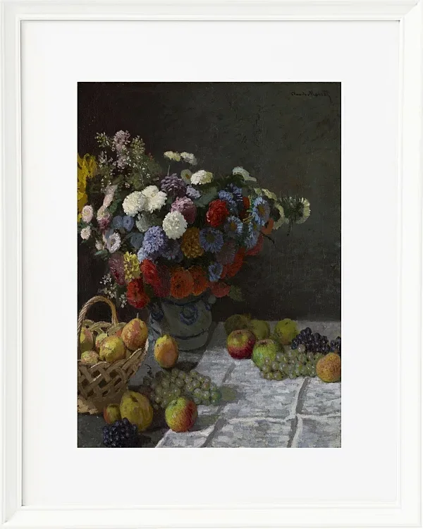 Stilleben med blomster og frugt – 1869