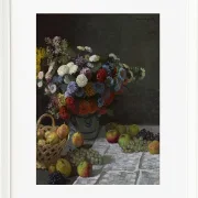 Stilleben med blomster og frugt – 1869