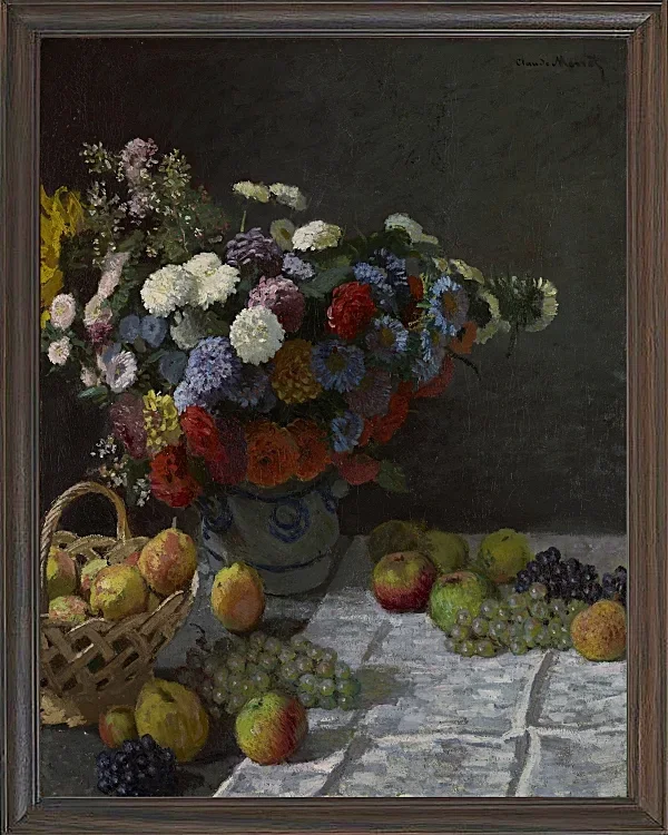Stilleben med blomster og frugt – 1869