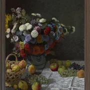 Stilleben med blomster og frugt – 1869
