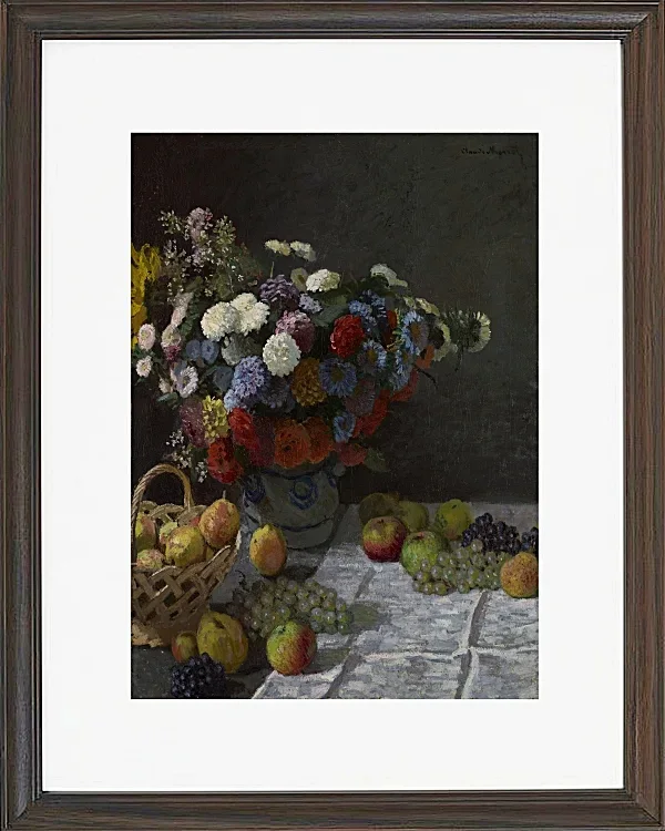 Stilleben med blomster og frugt – 1869