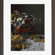 Stilleben med blomster og frugt – 1869